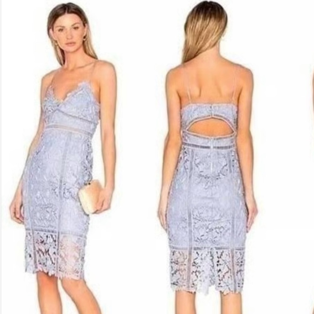 BARDOT Botanica Lace Dress in Dusty Blue